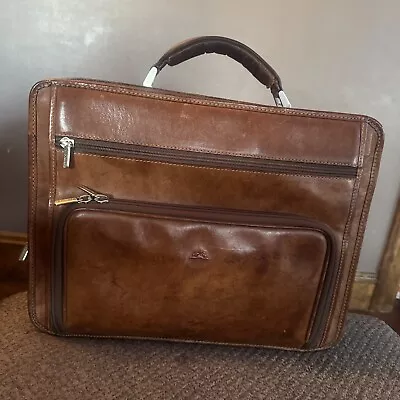 Vintage Brown Tony Perotti Italy Leather Teacher Bag Document Briefcase 17  X 12 • $99.99