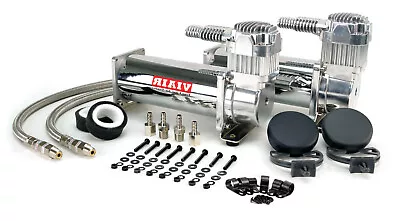 Viair 444C Dual Pack Chrome Air Ride Bag Suspension Compressor Pump Train Rod • $332.95