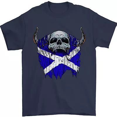 Scotland Flag Skull Scottish Biker Gothic Mens T-Shirt 100% Cotton • £6.99