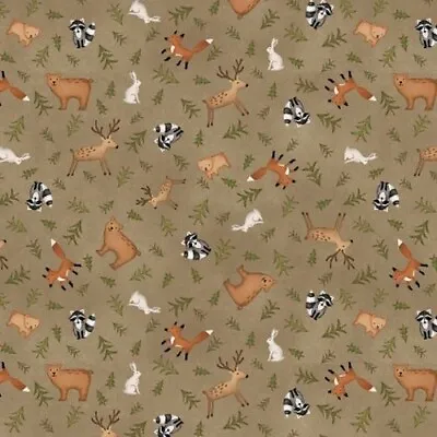 The Mountains Are Calling Flannel By Henry Glass - Brown Animal Toss  #3132F-38 • $13.50