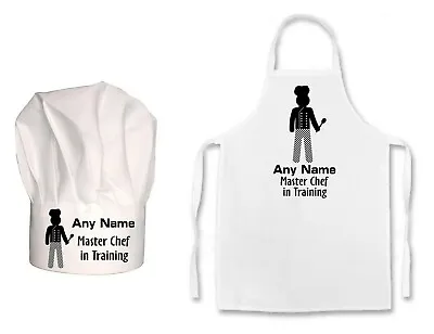 KIDS PERSONALISED MASTERCHEF IN TRAINING Chef Print Kids Chefs Hat / Apron Gift  • £10.99