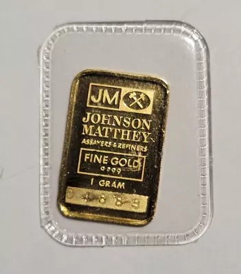 Vintage 1 Gram Gold Bar JM Johnson Matthey 9999 Fine Sealed #4883 Copper Spot • $174.99