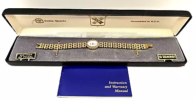 Swiss Watch Quartz Mother Of Pearl G.H Wilke W/ 10 Diamonds Woman Watch USA NIB • $249