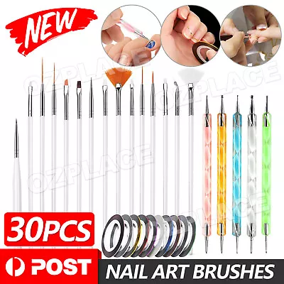 30pcs Nail Art Design Brushes Dotting Painting Drawing Polish Pen Striping Tapes • $5.95