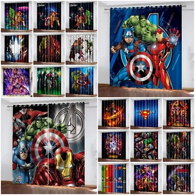 Boys Marvel Superhero Curtains The Avengers Blackout Curtains Ring Top Eyelet • £16.79