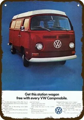 1971 VOLKSWAGEN CAMPMOBILE BUS VW VAN Vintage-Look DECORATIVE REPLICA METAL SIGN • $24.99