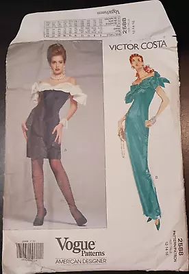 Vogue 2588 Retro 90s Off Shoulder Formal Evening Prom Gown Dress Pattern 12-16 • $3.99