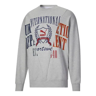Puma New Heritage Graphic Crew Neck Sweatshirt Mens Grey  53839104 • $19.99