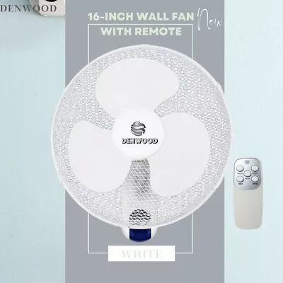 Denwood Wall Mounting Fan 16” Inch Tilt Oscillating Cooling Fan Remote Control • £28.99