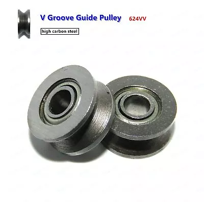 624VV V Groove Sealed Ball Bearings Roller V Groove Guide Pulley 4*13*6mm 10pcs • $10.96