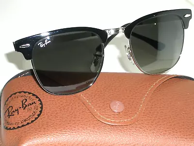 51[]21 Ray Ban Italy Rb3716 Black/silver Blueish Gradient Clubmaster Sunglasses • $255.99