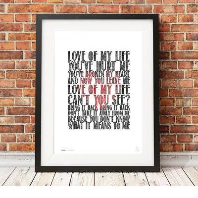 ❤ QUEEN ❤ Love Of My Life - A Song Lyrics Poster Art Limited Edition Print • £9.99