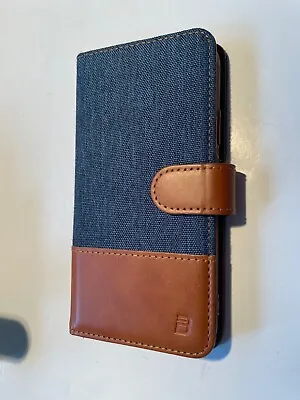 Bez Tan Leather / Blue Canvass Wallet Case For IPhone X • £20