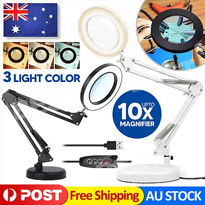 Magnifying Glass With LED Light Magnifier Crafts Book Reading Light Desk Lamp AU • $22.95
