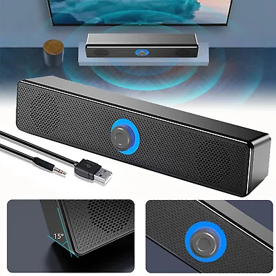 Stereo Bass Sound Computer Speakers 3.5mm USB Wired Soundbar For Desktop Laptop • $20.90