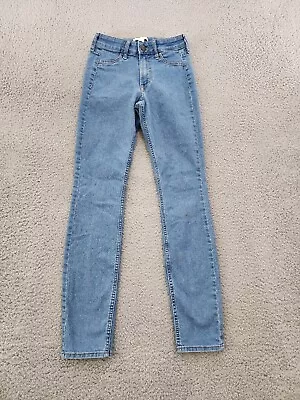 H&M Jeans Womens 0 Blue Denim Pants Mid Rise Skinny Leg Stretch Medium Wash • $10.27