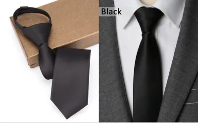 Men Fashion Solid Color Zipper Tie Wedding Party Formal Business Necktie • $7.89