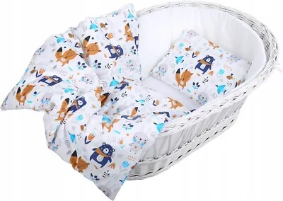 £9.60 • Buy Baby 2pc Bedding Set Fit Crib/Cradle/Moses Basket/Pushchair 70x80cm Animals Navy