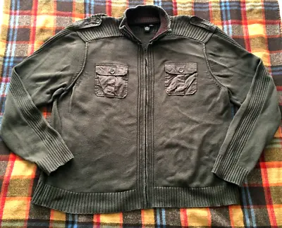 Vintage 23rd St Men's Military Green Commando Ribbed Collar Cotton Front Zip Xxl • $19.99