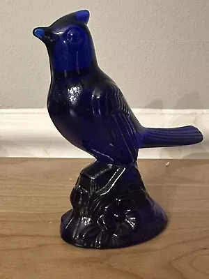 Vintage Mosser Colbalt Blue Cardinal Bird  Great Condition 5  Glass Signed M • $30