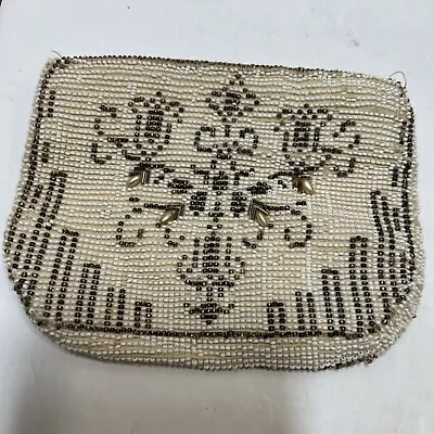 Hand Made Coin Purse- Detailed Bead Work W/ Zipper -  Made In Czechoslovakia • $5.99