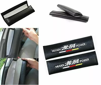 JDM 2X  MUGEN Carbon Look Embroidery Seat Belt Cover Shoulder Pads For All Cars • $13.99