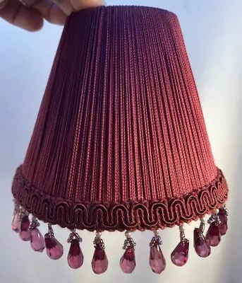 Red String Beaded Trim Chandelier Shade 5  X 4”Mini Lamp Sconce Shade • $6