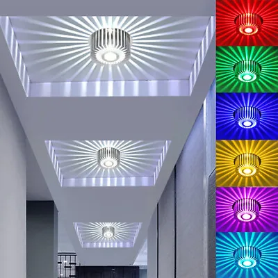 £47.19 • Buy 3W RGB Color Changing LED Panel Ceiling Lights Downlight Aluminum Wall Lamp