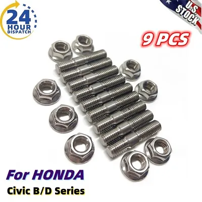For Honda 9 Exhaust Manifold Studs Kit Acura B/D Series Civic Integra V3 B18 B20 • $12.15