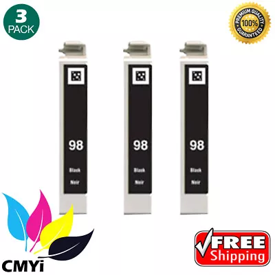 $15.39 • Buy 3PK Black 98 Ink Cartridge Compatible For Epson T098 Artisan 700 710 725 730 800