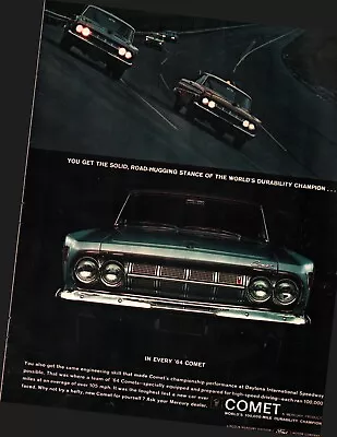 1964 Mercury Comet Large-mag Car Ad -blue-  Solid Road-hugging Stance  C4 • $28.79