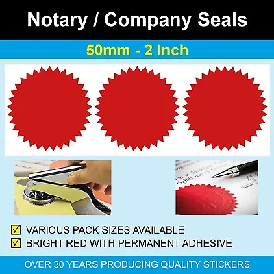 50mm (2 Inch) Bright Red Notary Seals / Company Legal Certificate Seals • £48.44