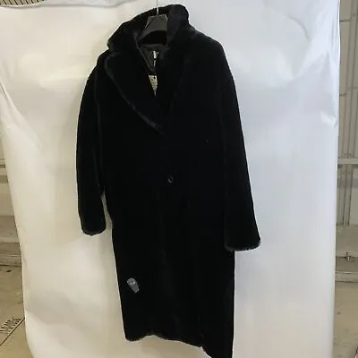 $87 • Buy ZARA Women's Long Faux Fur Coat Black Size XS