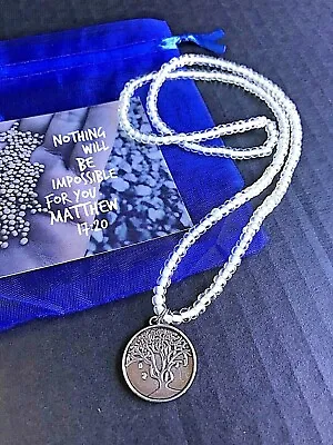 Tree Of Life Necklace With Real Mustard Seed & Scripture Card Glows In The Dark • $14.99