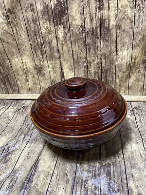 Marcrest Oven Proof Stoneware Bowl Daisy Dot Brown With Lid • $9.75