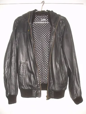 LEE Real Leather Jacket W/Zip Closure Collar & Pockets And Hood Size M • $49.95