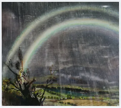 Rainbow & Storm Over Malvern Landscape Laura Knight Print In 11 X 14 Inch Mount • £18.95