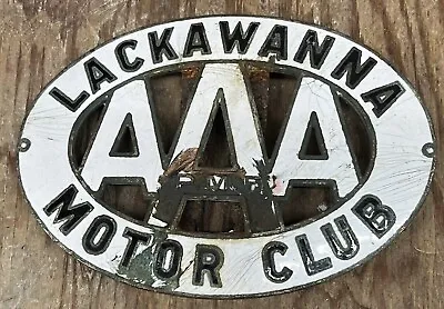 Vintage Lackawanna Motor Club AAA Porcelain On Brass Plaque Emblem Pennsylvania • $30