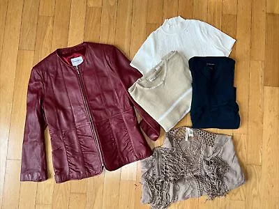 Real Leather Pamela Mccoy Jacket Size Medium Petite And 4 Additional Pieces. • $29.49