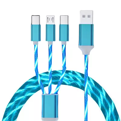 LED 3 In 1 Multi USB Charger Charging Cable Cord For IPhone USB C Micro Android • £3.95