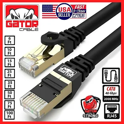 Cat 8 Ethernet RJ45 Cable Super Speed 40Gbps Patch LAN Network Gold Plated Lot • $45.99