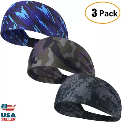 3 Pack Workout Headbands Sweat Bands Sports Bands For Running Cycling Basketball • $11.99