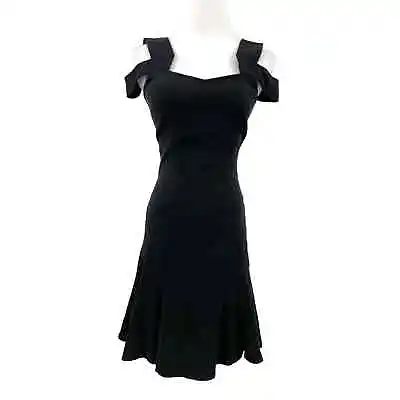 $74.97 • Buy Z Spoke By Zac Posen Womens Size 4 Fit Flare Mini Dress Black Cold Shoulder