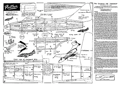 £7.79 • Buy Grumman Panther Free Flight Jetex Model Plan And Parts Patterns