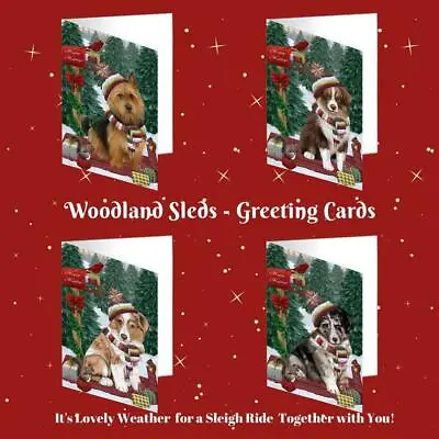 Woodland Sled Dog Cat Pet Photo Christmas Greeting Invitation Card Pack Of 10 • $43.99