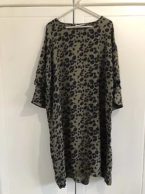 Masai Tunic Dress.Size XL. Khaki Black. Lagen Look. Relaxed. Immaculate. • £14