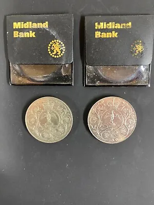 2 Off 1977 Queen Elizabeth Silver Jubilee Coins  Midland Bank • £2.99