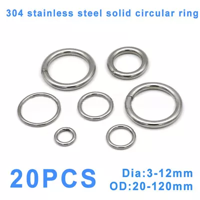 20x 304 Stainless Steel Round Rings Solid Heavy Duty Metal Welded Circle O Ring • $14.95