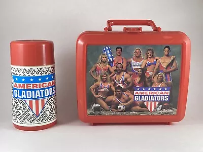 Vintage American Gladiators Plastic Lunchbox With Thermos 1992 Aladdin • $21