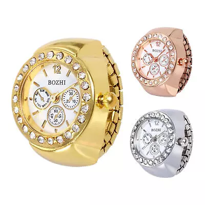 Vintage Punk Finger Watch Ring Watch Gold Encrusted Diamond Stretch Strap • $8.73
